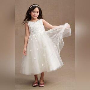 Anthropologie Floral Applique Tulle Flower Girl Dress